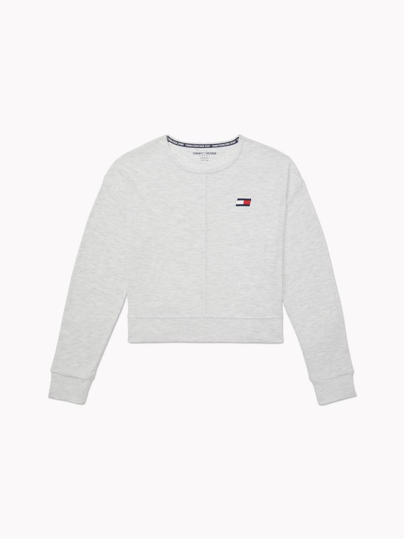 Női Tommy Hilfiger Ribbed Crewneck Pulóverek Szürke | HU 402QMA